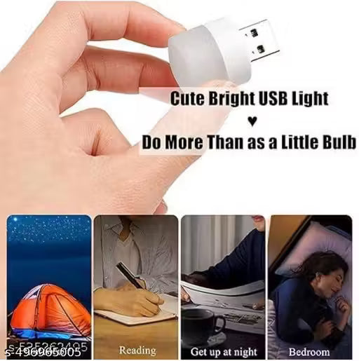 Mini USB Led Light | Plug in Night Light Bulb | USB Light for Laptop | Portable USB Led Lamp | Portable Car Bulb for Bedroom Bathroom & Kitchen Use (12 Pcs) | Plastic, White