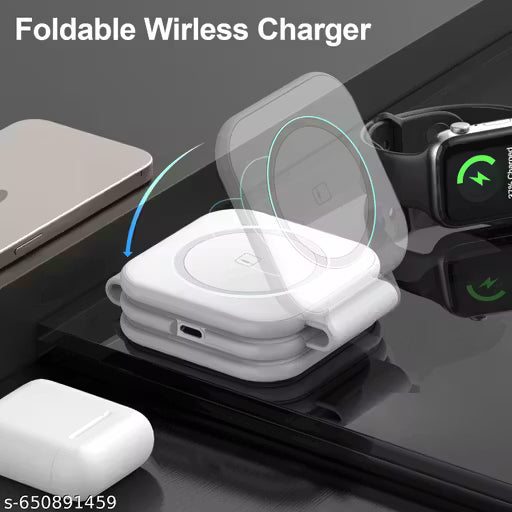 Wireless Charger with Fast Charging | Highly Compatible with All Qi-Enabled Devices | Portable Design with Safety Protection | Sleek Compact Size with Anti-Slip Base (White)