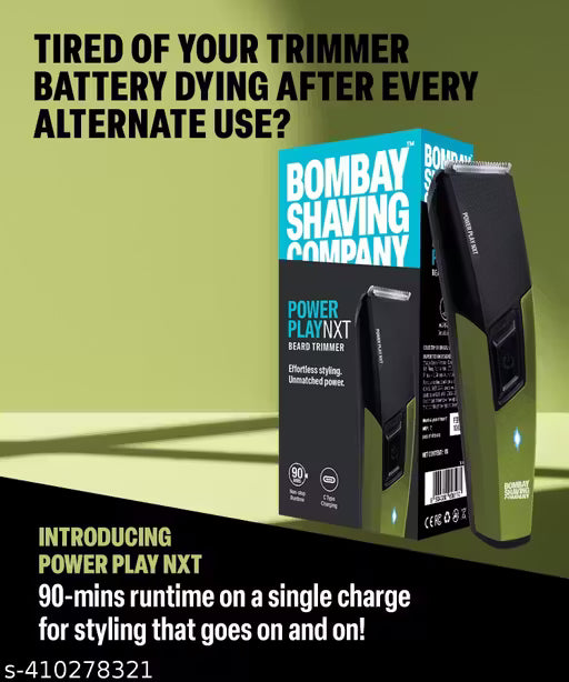 BOMBAY SHAVING COMPANY POWER PLAY NXT BEARD TRIMMER Trimmer 90 min Runtime 6 Length Settings (Green)