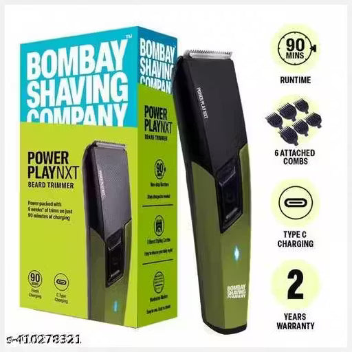 BOMBAY SHAVING COMPANY POWER PLAY NXT BEARD TRIMMER Trimmer 90 min Runtime 6 Length Settings (Green)