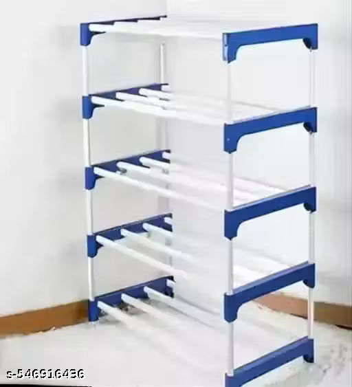 5 Layer Shoe Rack – Black | Home Shoe Organizer | Plastic & Metal Shelf